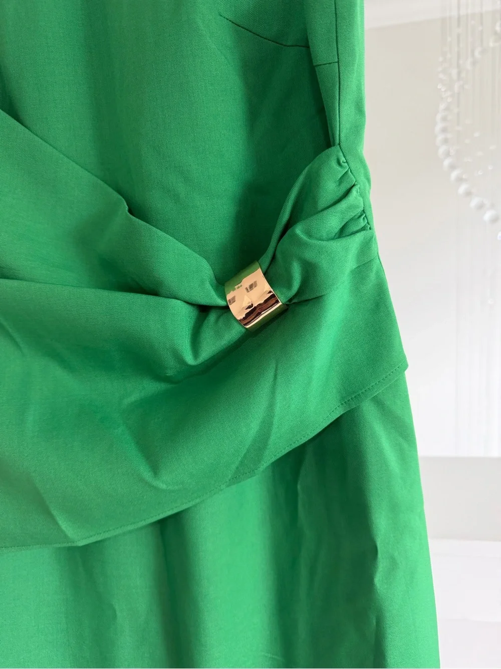 Commense Green Sleeveless Draped Waist Mini Dress